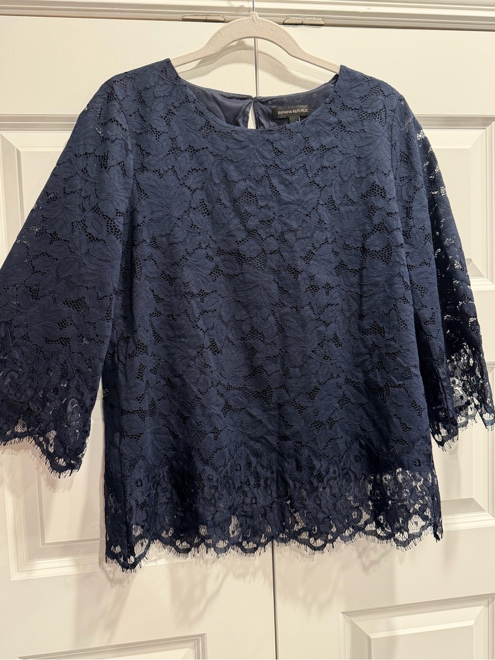 Banana Republic Navy Floral Lace Top